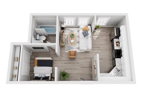 Floor plan for studio, 1 bath, 250 sqft